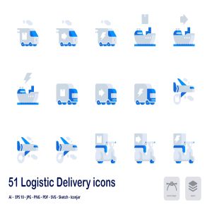 物流配送快递行业双色调扁平化矢量图标 Logistic Delivery Accent Duo Tone Icons