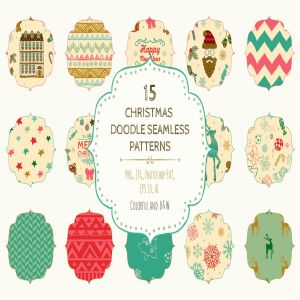15款圣诞节主题无缝图案素材 15 Christmas Seamless Patterns