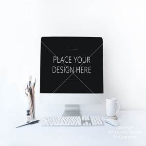 简约办公场景iMac一体机电脑样机PSD模板 iMac mockup – PSD file