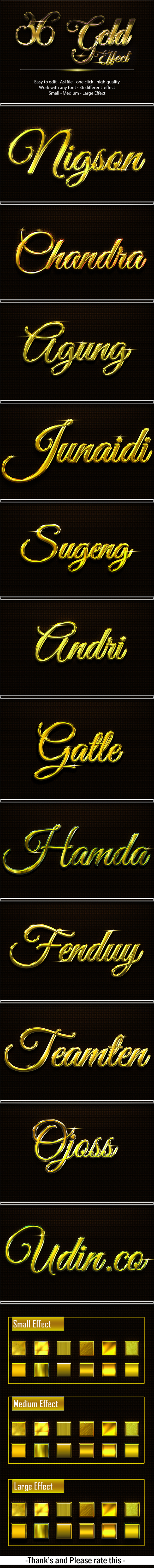 36款逼真黄金字体的PS图层样式下载 36 Gold Effect [psd]