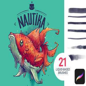 手绘插画概念艺术家Procreate笔刷[水墨/马克笔/水彩] Nautika – Brush Pack for Procreate