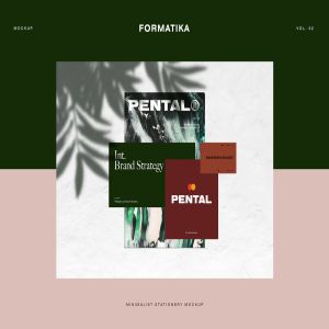 极简主义企业品牌设计展示样机模板 Pental No.2 – Minimalist Stationery Mockup