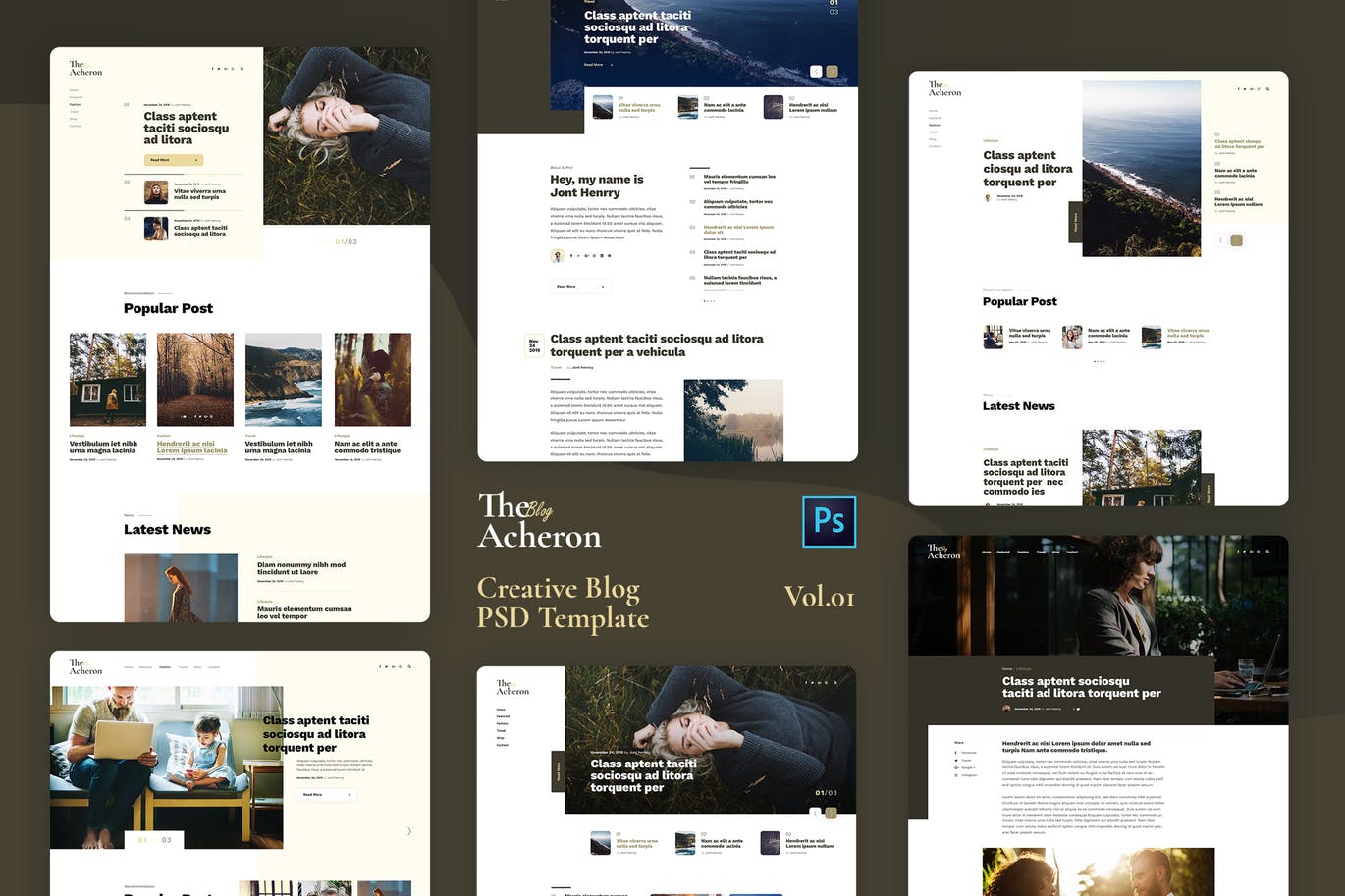 创意博客网站设计PSD模板v1 Acheron Vol.01 – Creative Blog PSD Template