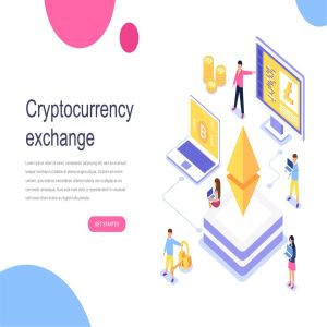 加密货币交易市场等距概念插画 Cryptocurrency Exchange Isometric Concept