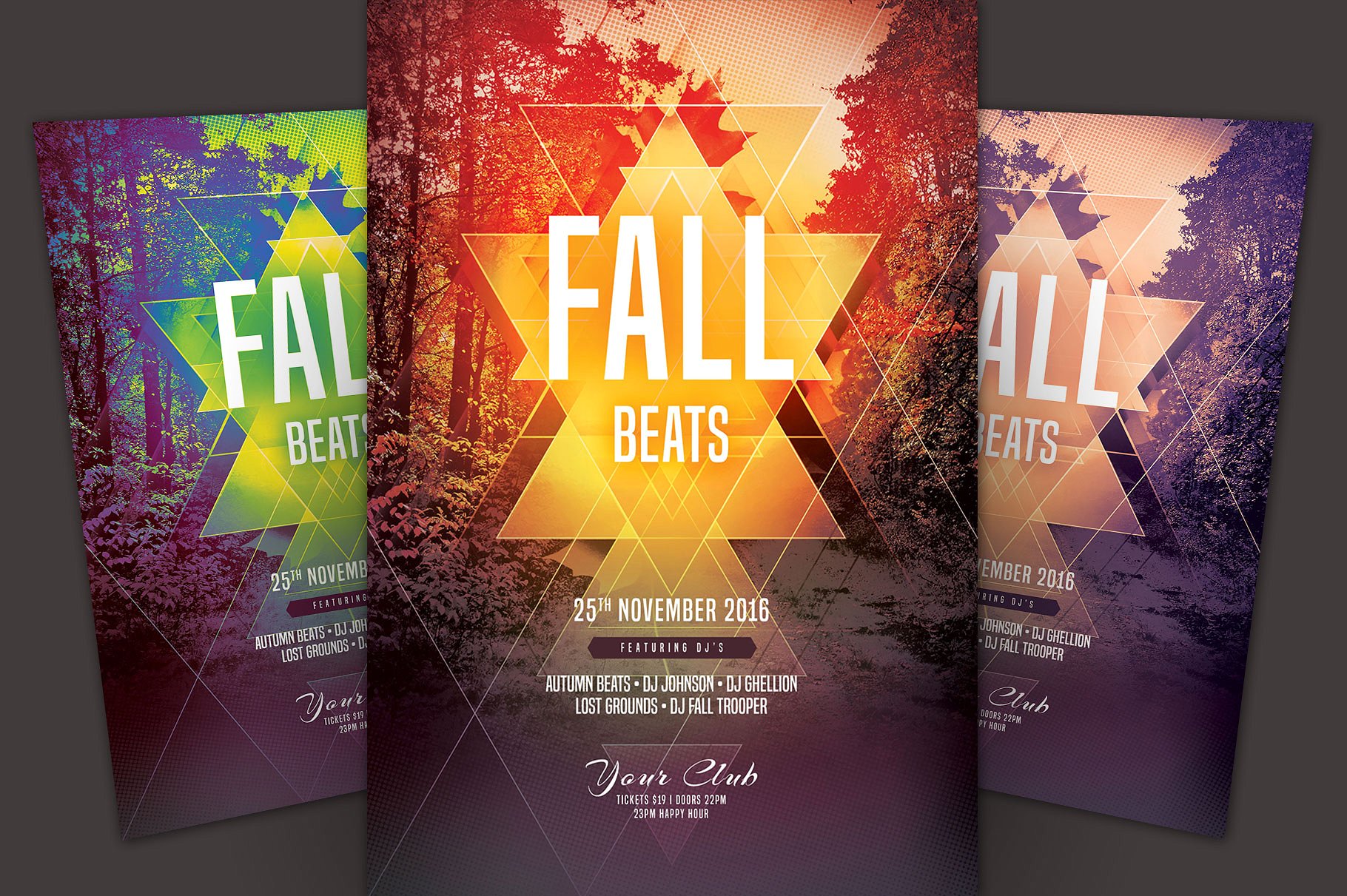 秋季主题风格传单模板 Fall Beats Flyer Template