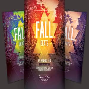 秋季主题风格传单模板 Fall Beats Flyer Template