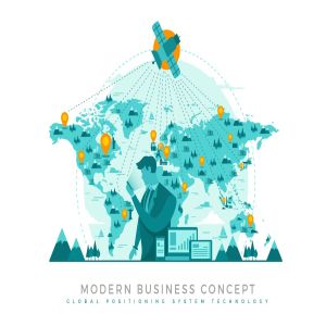 GPS定位系统概念插画 Global Positioning System Modern Business Concept