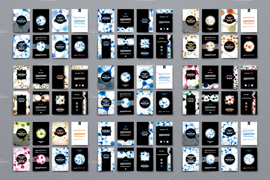 DNA抽象图形背景画册模板合集 Big Pack Brochures in DNA Style.