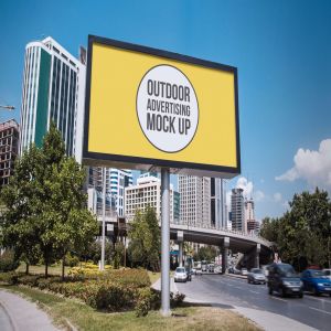 户外公路大型广告牌效果图样机模板#12 Outdoor Advertisement Mockup Template #12