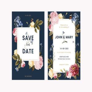 花卉装饰婚礼邀请函设计模板 Floral Wedding Invitation Card Template插图3