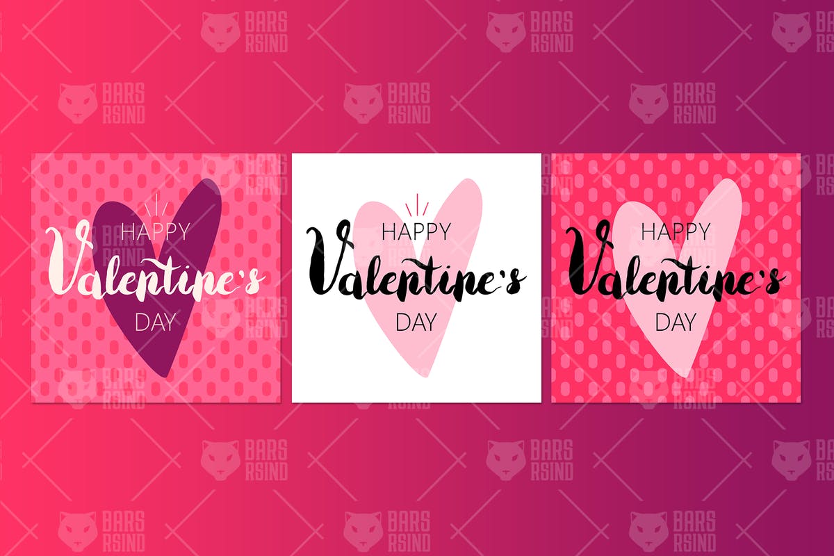 复古情人节主题心形矢量插画 Vintage Valentines