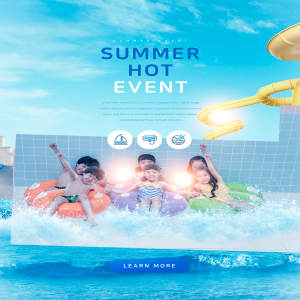夏季暑假儿童水上游乐园广告宣传海报设计模板