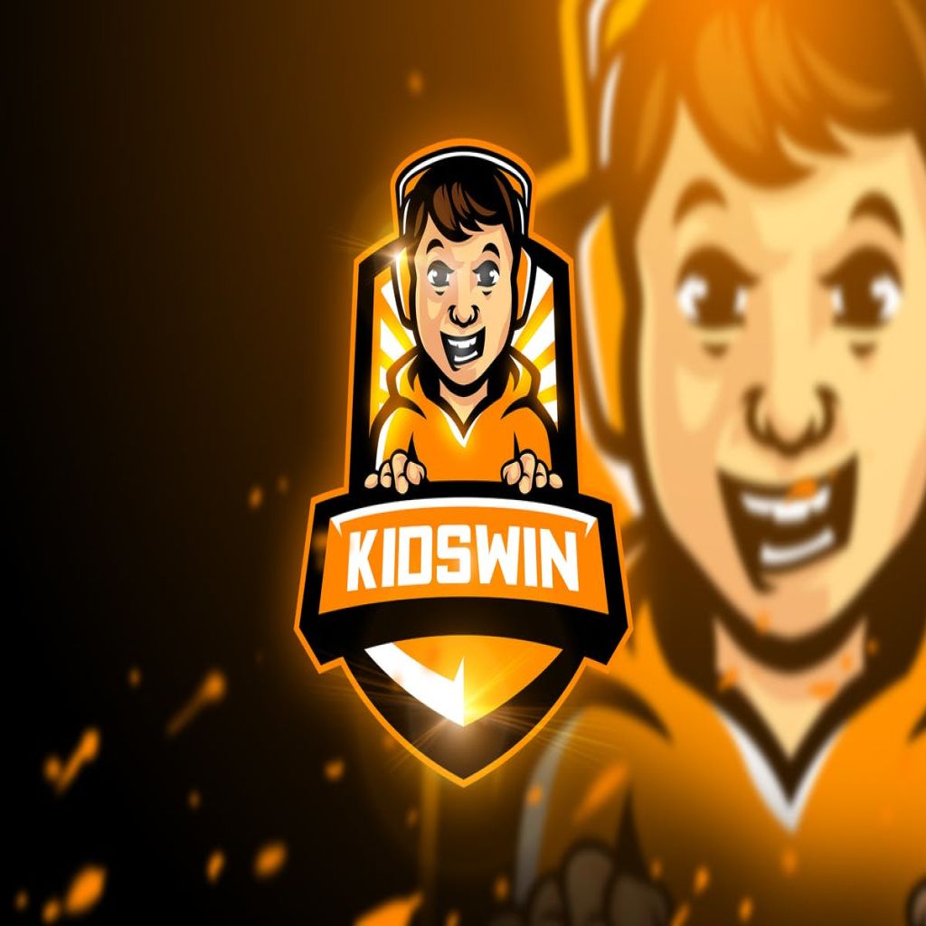 手绘儿童卡通形象游戏主题Logo模板 Kidswin – Mascot & Esport Logo插图