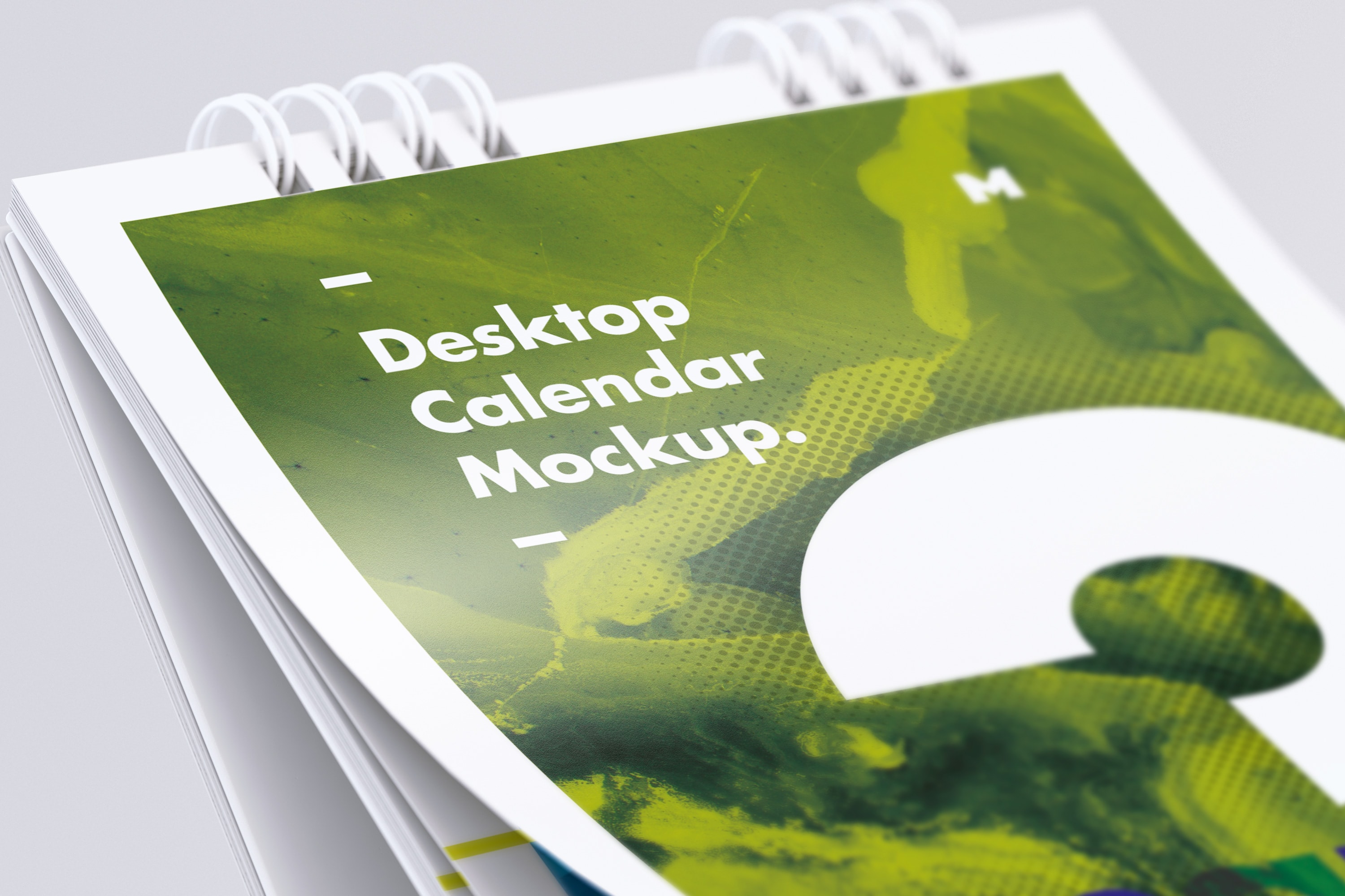 纵向桌面日历设计特写视图样机 Desktop Portrait Calendar Mockup Close Up View