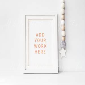 大幅现代白色相框画框样机 Nursery frame mock up – 8×10″