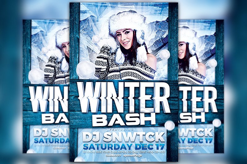 冬季派对活动宣传传单模板V.4 Winter Party Flyer Template Vol. 4