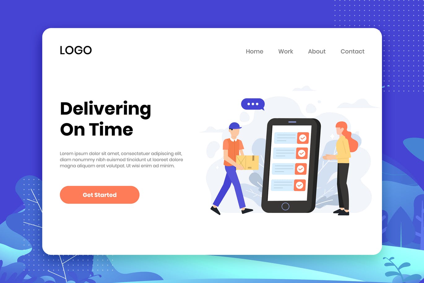 扁平设计风格送货服务场景矢量插画 Delivery service illustrations in flat design