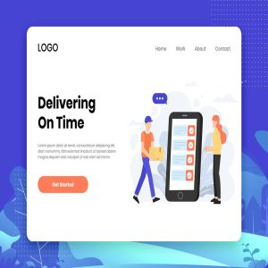 扁平设计风格送货服务场景矢量插画 Delivery service illustrations in flat design