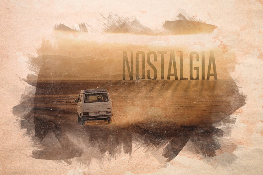 水彩形状怀旧风格叠层PS笔刷 Nostalgia: Old Watercolor Overlays