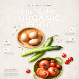 健康有机食品减肥饮食广告宣传海报设计模板