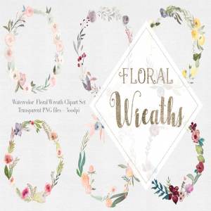 水彩花环插画集 Watercolor Floral Wreaths Vol.1