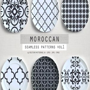 摩洛哥风格无缝矢量印花图案vol1 Moroccan Style seamless vector patterns vol1