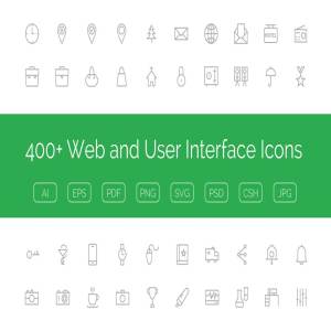 400多个网站用户交互界面图标  400+ Web and User Interface Icons