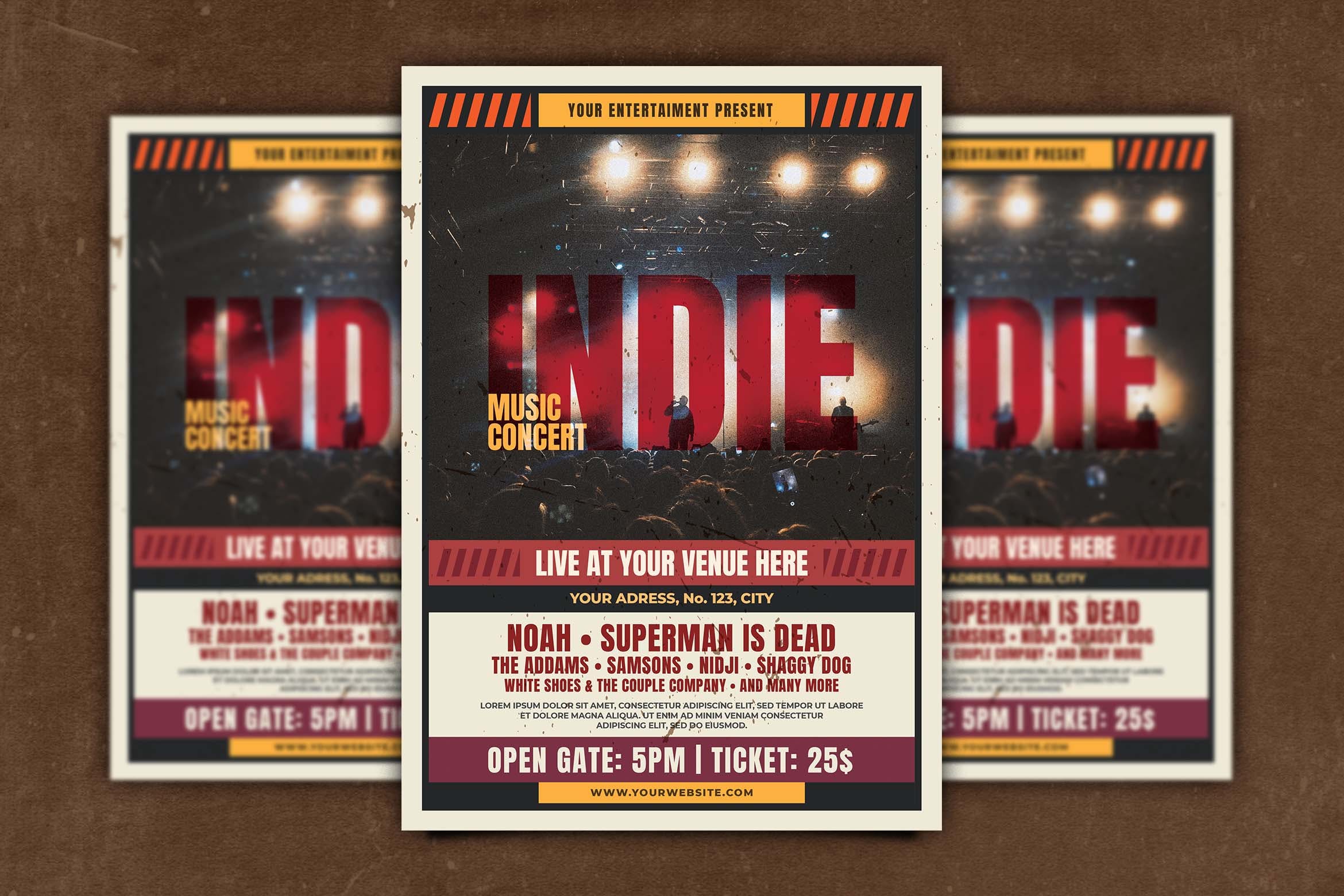 独立音乐节主题活动海报传单设计模板 Indie Music Flyer