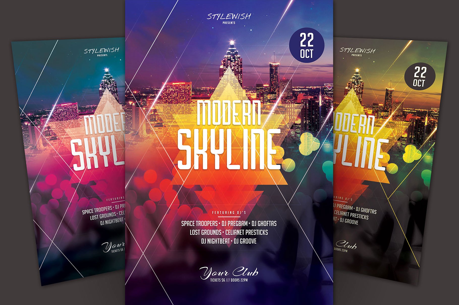 现代城市剪影宣传传单模板 Modern Skyline Flyer Template