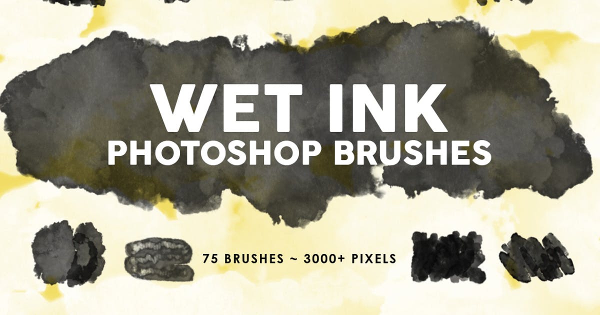75个墨水肌理纹理PS印章笔刷素材合集 75 Wet Ink Photoshop Stamp Brushes