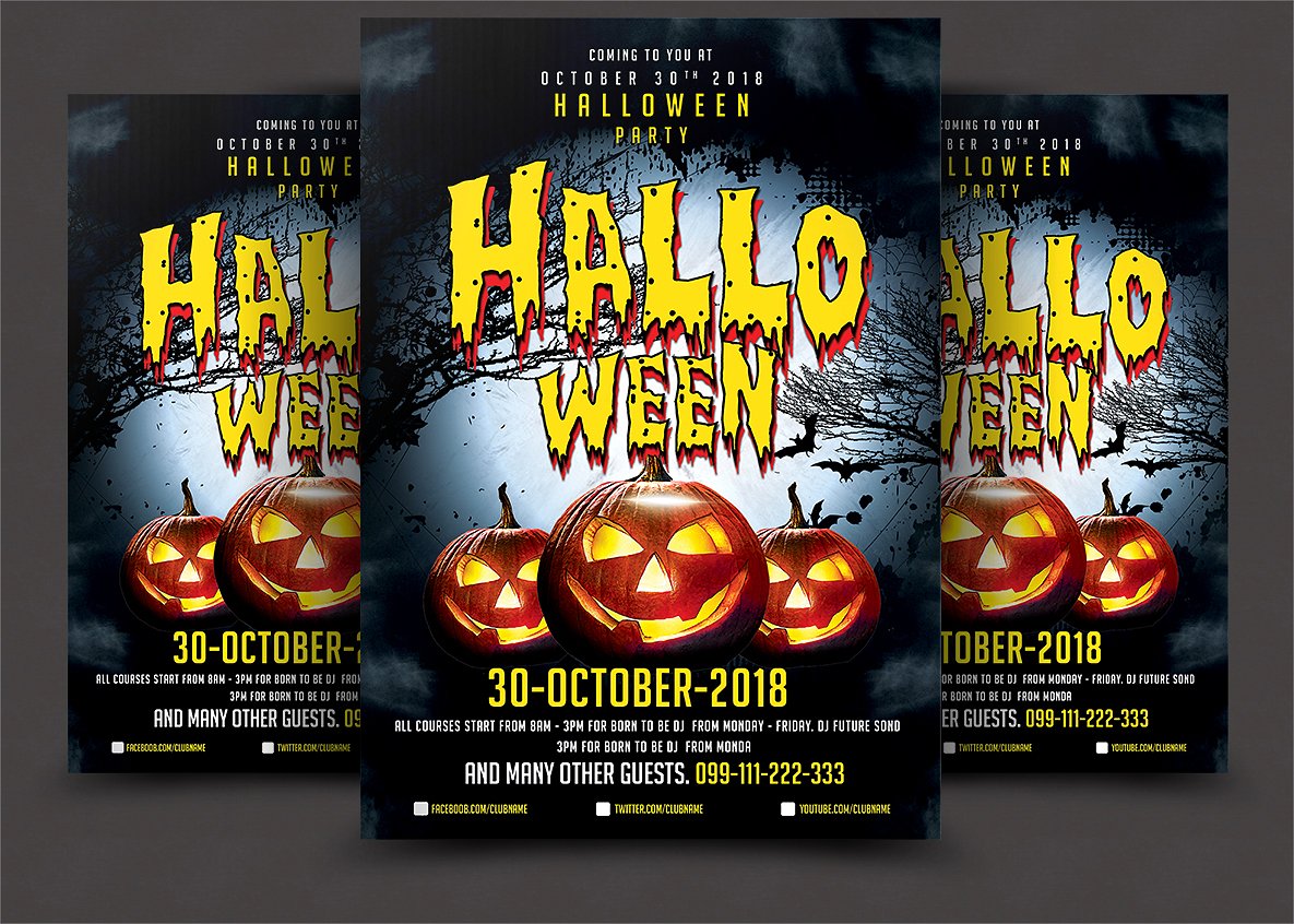 万圣节派对活动宣传单设计素材 Halloween Party Flyer