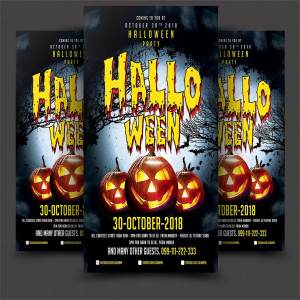 万圣节派对活动宣传单设计素材 Halloween Party Flyer