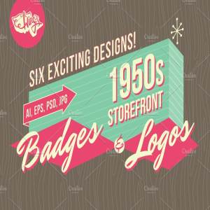 20世纪50年代复古店铺店面徽章和标志 1950s Storefront – Badges and Logos