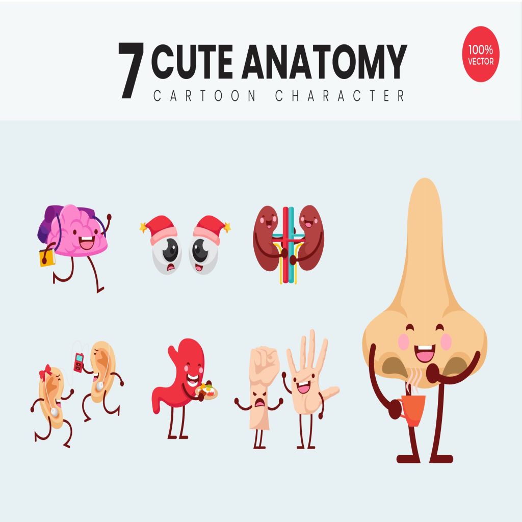 7个人体器官可爱卡通形象矢量插画v2 7 Cute Human Body Vector Illustration Vol.2插图