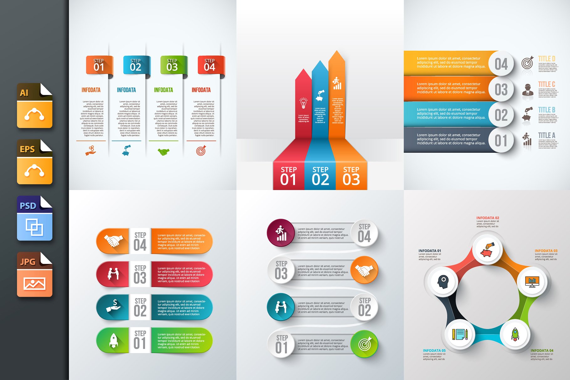 企业信息图表幻灯片设计素材 Diagrams for business infographic v7