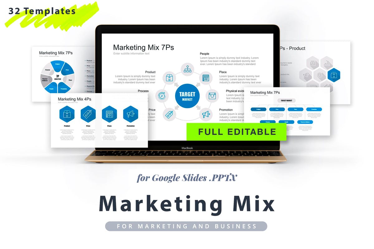 市场营销推广谷歌幻灯片模板 Marketing Mix Google Slides Template