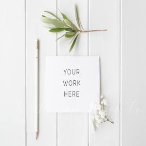 极简A6结婚卡风格样机模板 Styled stock photo – A6 wedding card