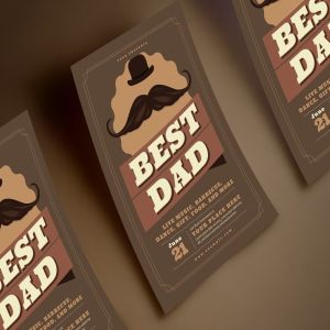 复古设计风格父亲节活动海报设计模板 Retro Father’s Day Flyer