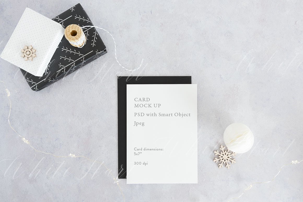 圣诞节贺卡卡片设计样机模板 Christmas 5×7″ card mock up