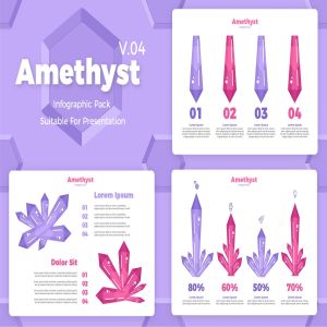 3D立体水晶图形信息图表矢量模板v4 Amethyst V4 – Infographic