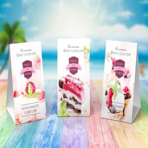 餐桌立式折页广告样机 A-Frame Table Stands Vol.3