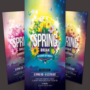 春季繁花似锦背景传单模板 Spring Break Flyer Template