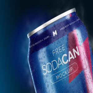 苏打饮料易拉罐罐头外观设计样机06 355ml Soda Can Mockup 06