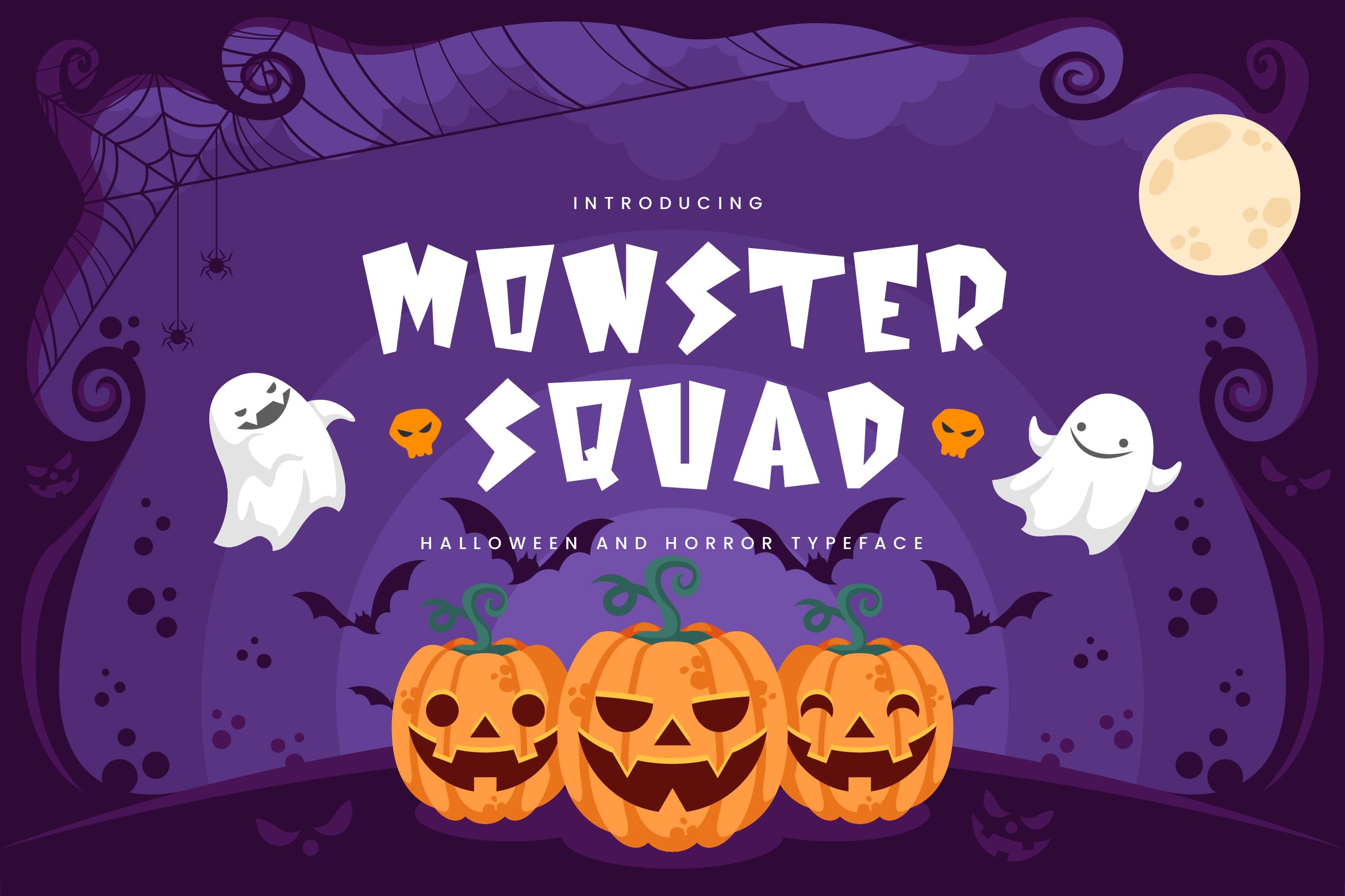 儿童节/万圣节节日主题设计适用的装饰设计无衬线字体 Monster Squad – Fun Halloween Typeface