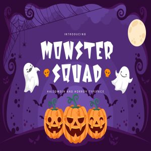 儿童节/万圣节节日主题设计适用的装饰设计无衬线字体 Monster Squad – Fun Halloween Typeface