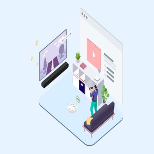 智能多媒体应用场景等距概念插画v3 Smart Echo Isometric Illustration – T2
