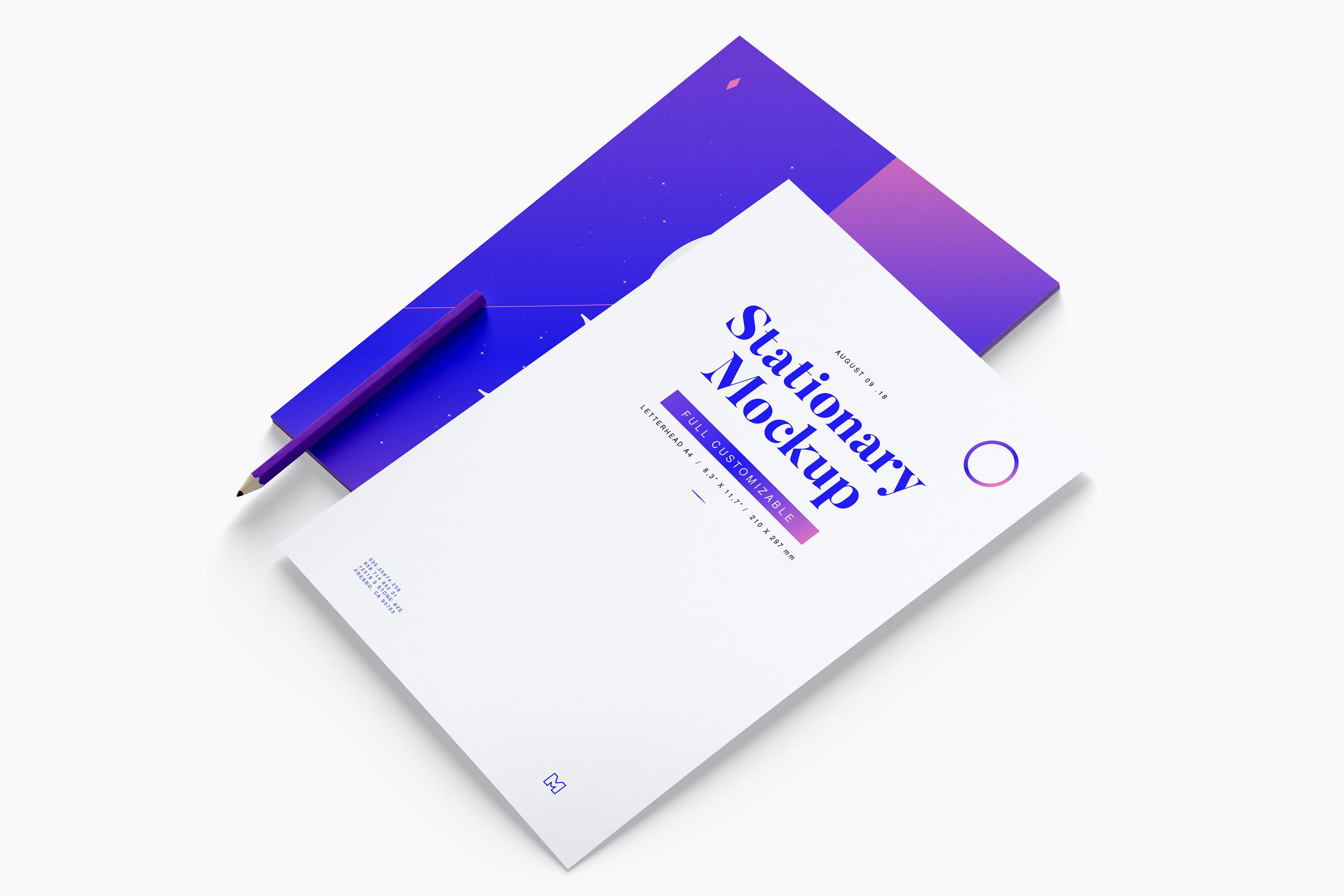 A4纸大小规格标准信封信头设计样机模板01 A4 Letterhead Mockup 01