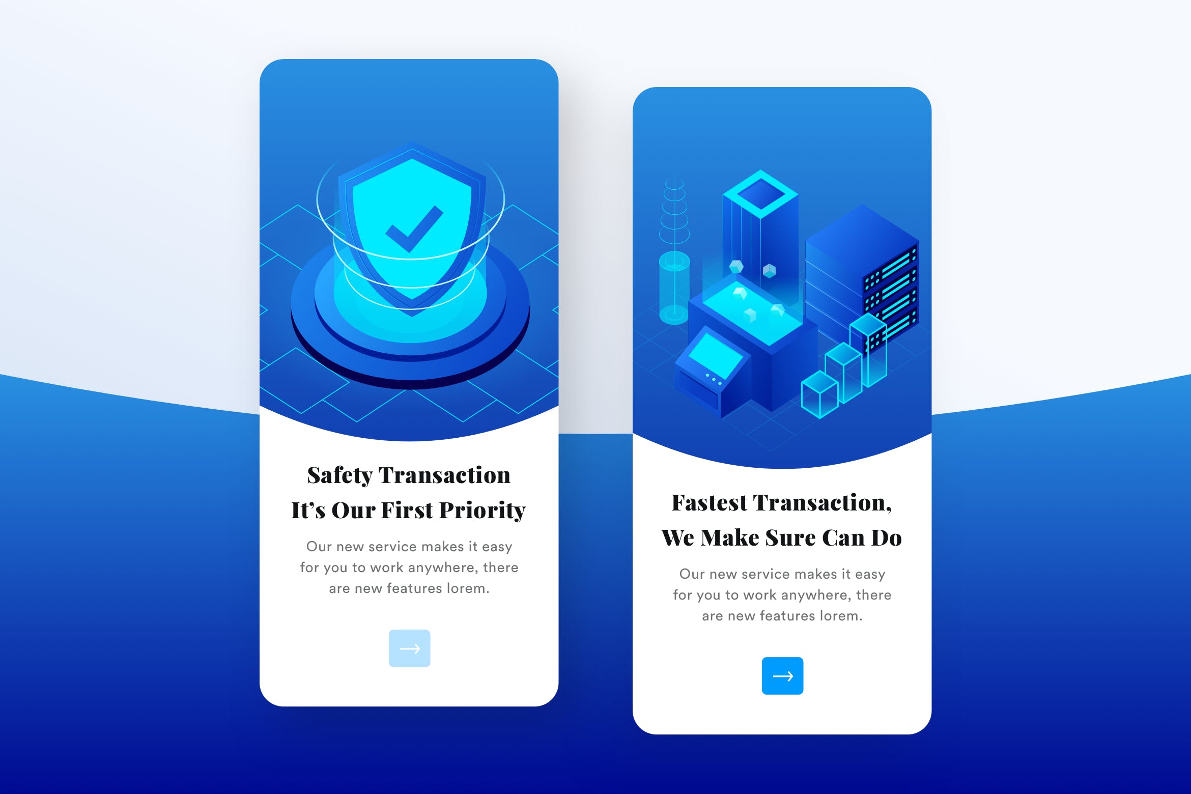 加密数据传输服务APP应用引导页启动页设计模板 Security Data Transfer Mobile Onboarding