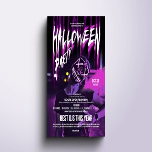 万圣节迷幻音乐深夜派对活动海报设计模板v3 Halloween Party Poster & Flyer v3