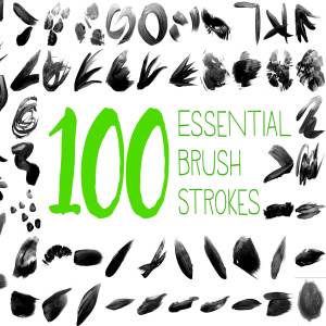 100个设计师必备的墨水笔画PS笔刷 100 Essential Brush Strokes